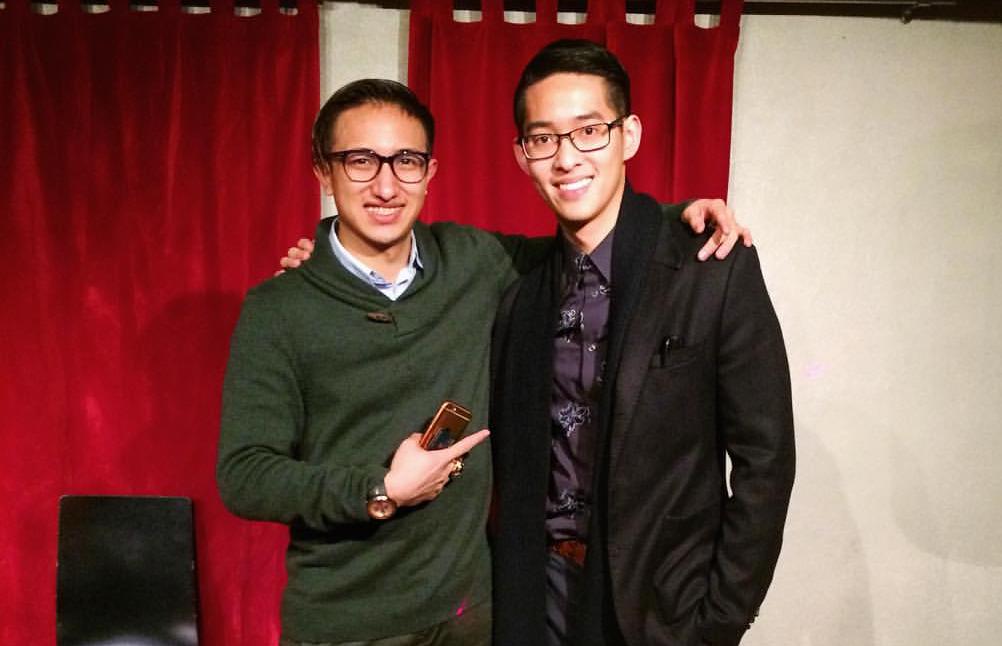 Photo of violinist Yut Chia and myself after I opened for him at ECAASU's 2016 Benefit Concert